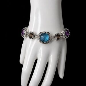 LORI BONN Sterling Silver Amethyst Blue Topaz and Citrine Rope Accented Bracelet